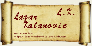 Lazar Kalanović vizit kartica